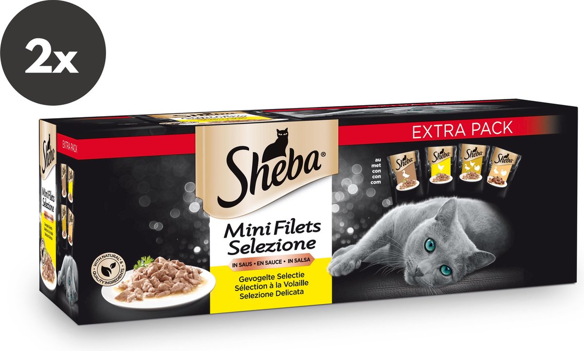 Sheba natte kattenvoeding minifilets gevogelte duopack - 80 stuks - eend