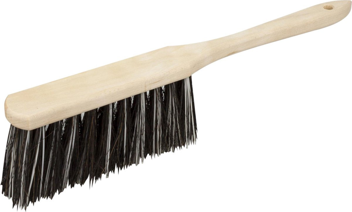 Houten stoffer/handveger met Arenga haren voor binnen 37 cm - Zachte borstels/stoffers