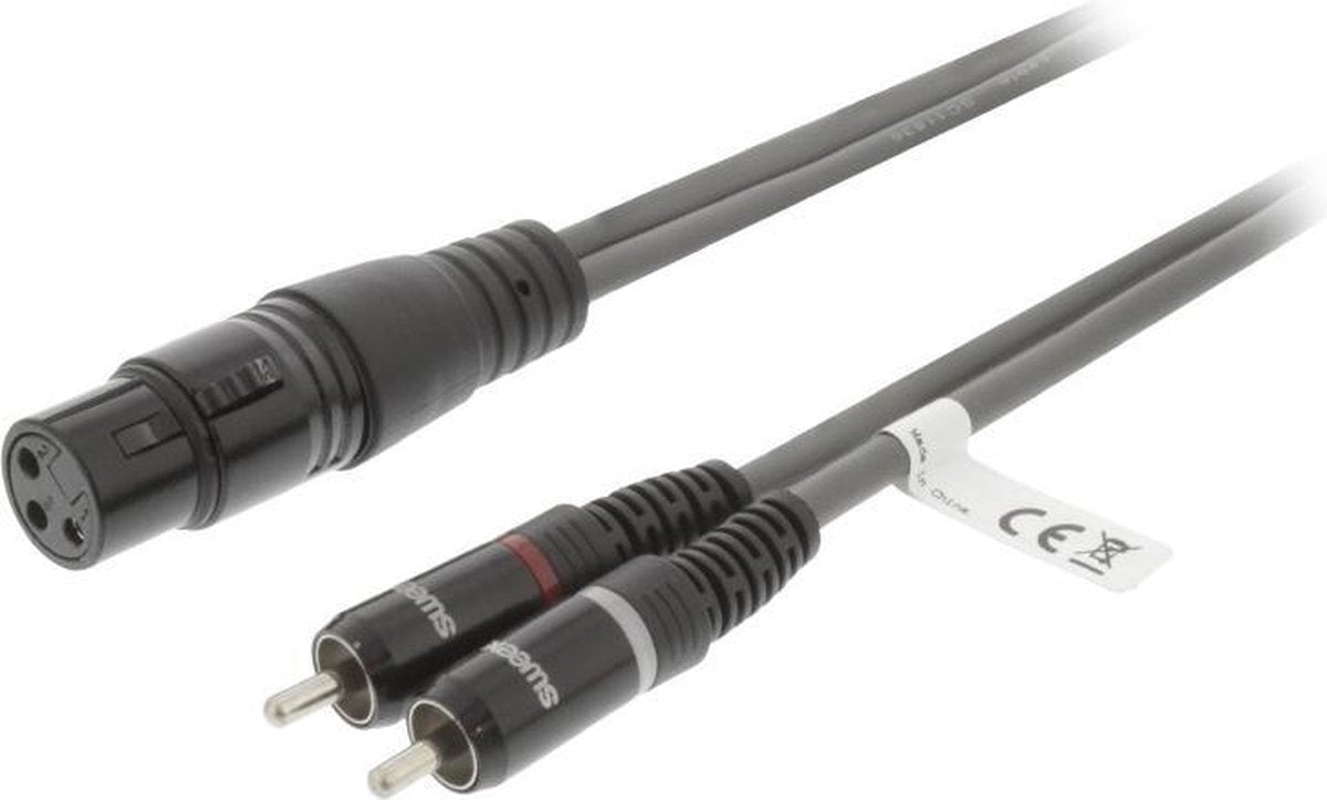 Sweex SWOP15220E15 Xlr Stereokabel Xlr 3-pins Female - 2x Rca Male 1.5 M Donkergrijs