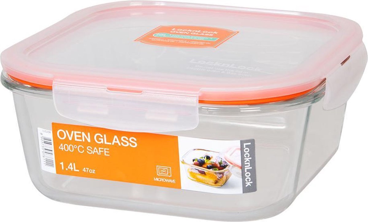 Lock&Lock Ovenschaal met deksel | Glazen vershoudbakje - Vierkant - 1