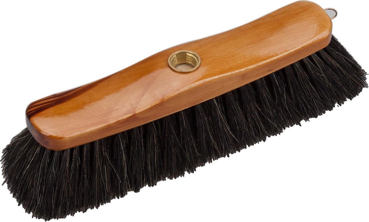 Houten binnenbezem 29 cm inclusief metalen telescoopsteel rood/bruin 80 - 130 cm - Zachte kamerbezems