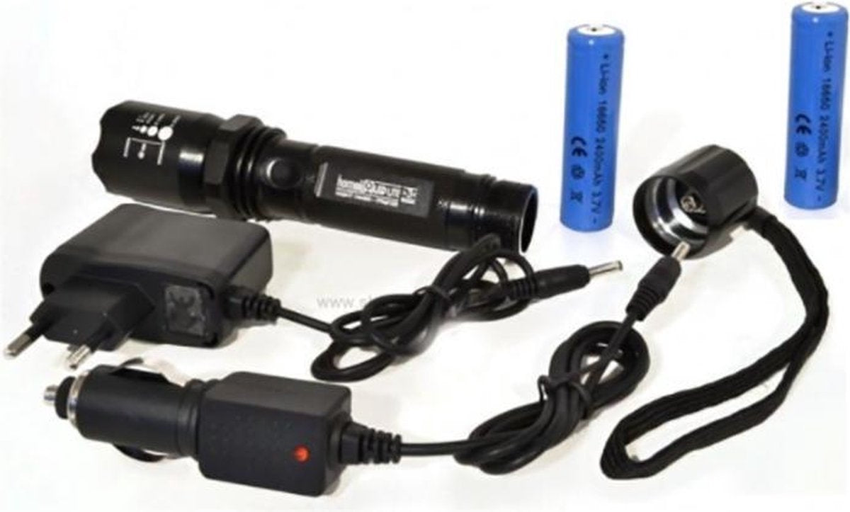 Homeij Nighthawk LED Zaklamp - Oplaadbaar - Inclusief 2 accu's