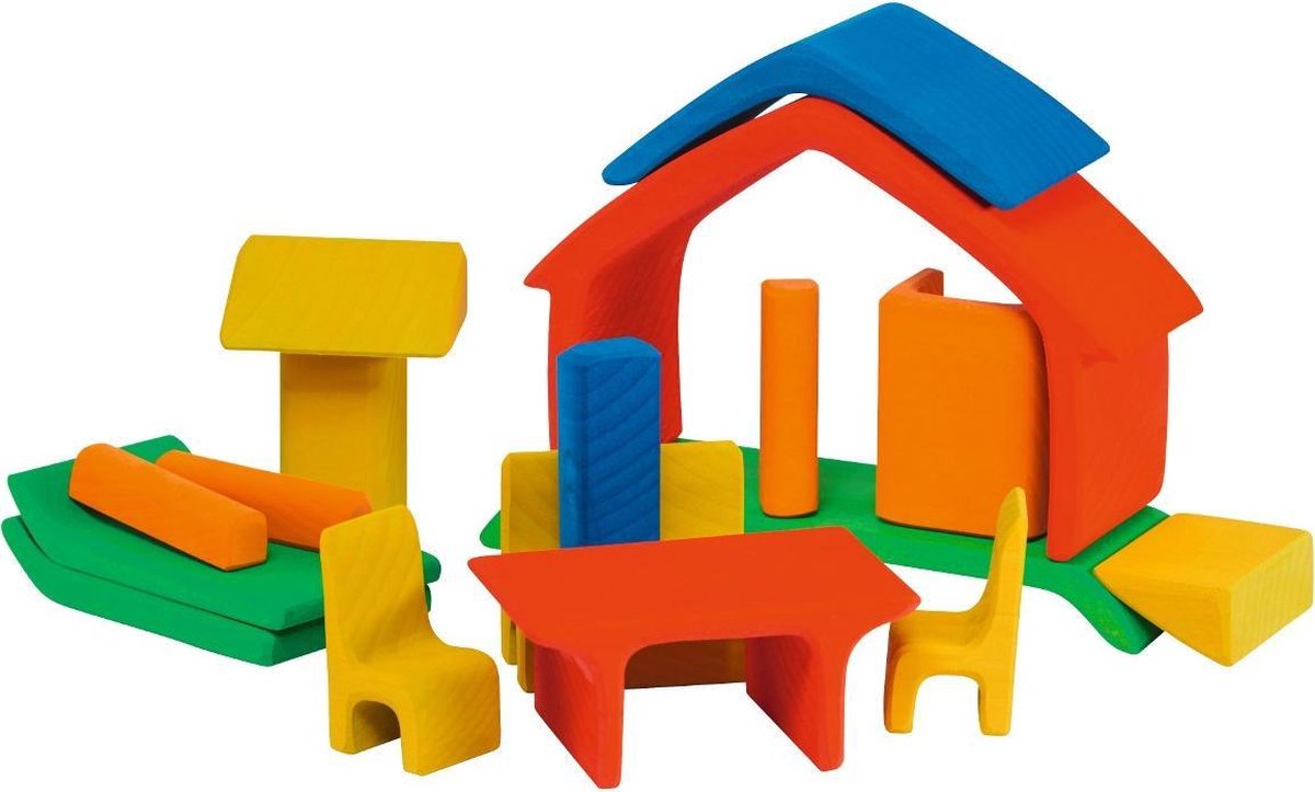 Glückskäfer Houten Huis Met Meubels 22 Cm Multicolor 17-delig
