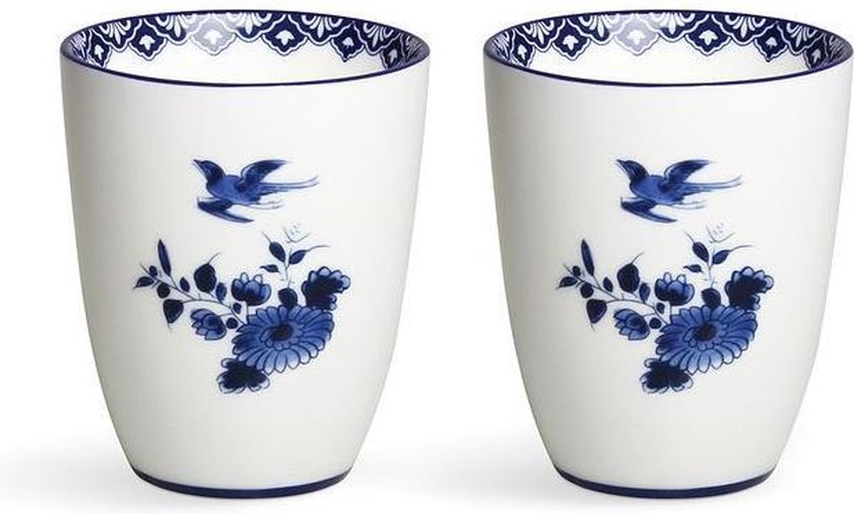 Mokken Rijksmuseum set van 2 - Delfts blauw servies - theemokken set - mok zonder oor - koffiebeker - mooie mokken - koffiemokken - koffiemokken set - relatiegeschenk - typisch Nederlands