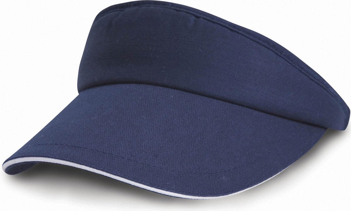 Zonneklep petje navy blauw/wit voor volwassenen - Katoenen donkerblauwe/witte zonnekleppen met klittenbandsluiting - Dames/heren