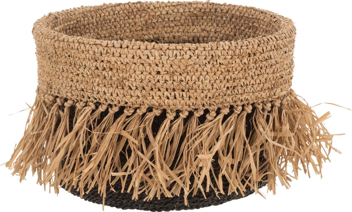 J-Line Mand Eve Raffia/Zeegras Naturel/Zwart