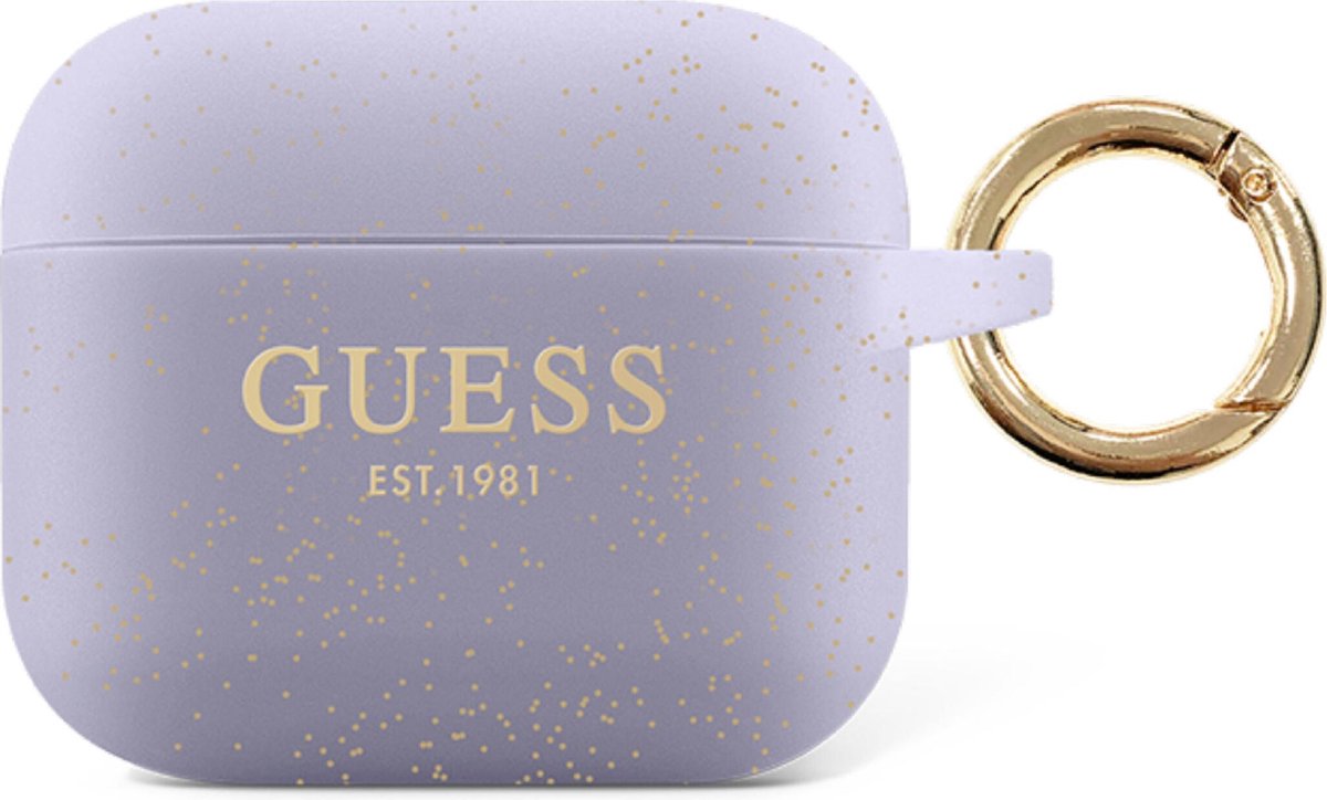 GUESS Siliconen Glitter Hoesje AirPods 3 - Violet