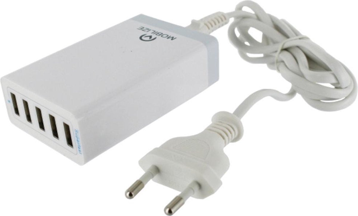 Mobilize Travel Charger 5-Port USB White 8000 mA