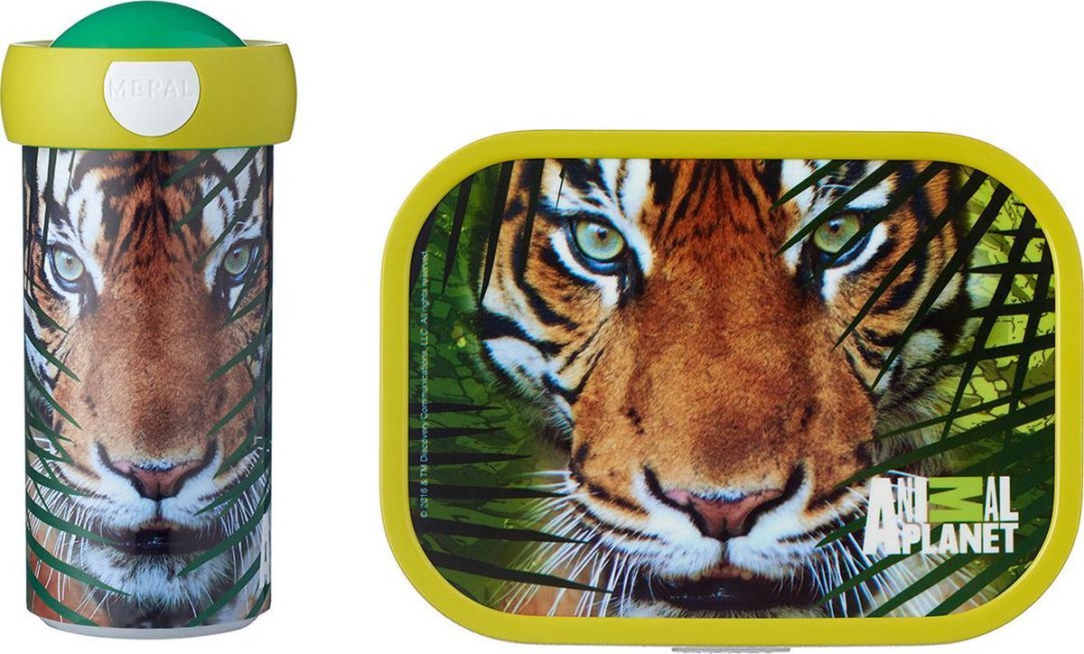 Mepal – Lunchset campus (sb + lb) – schoolbeker en broodtrommel voor kinderen – Animal Planet Tiger – bento box - lekvrij