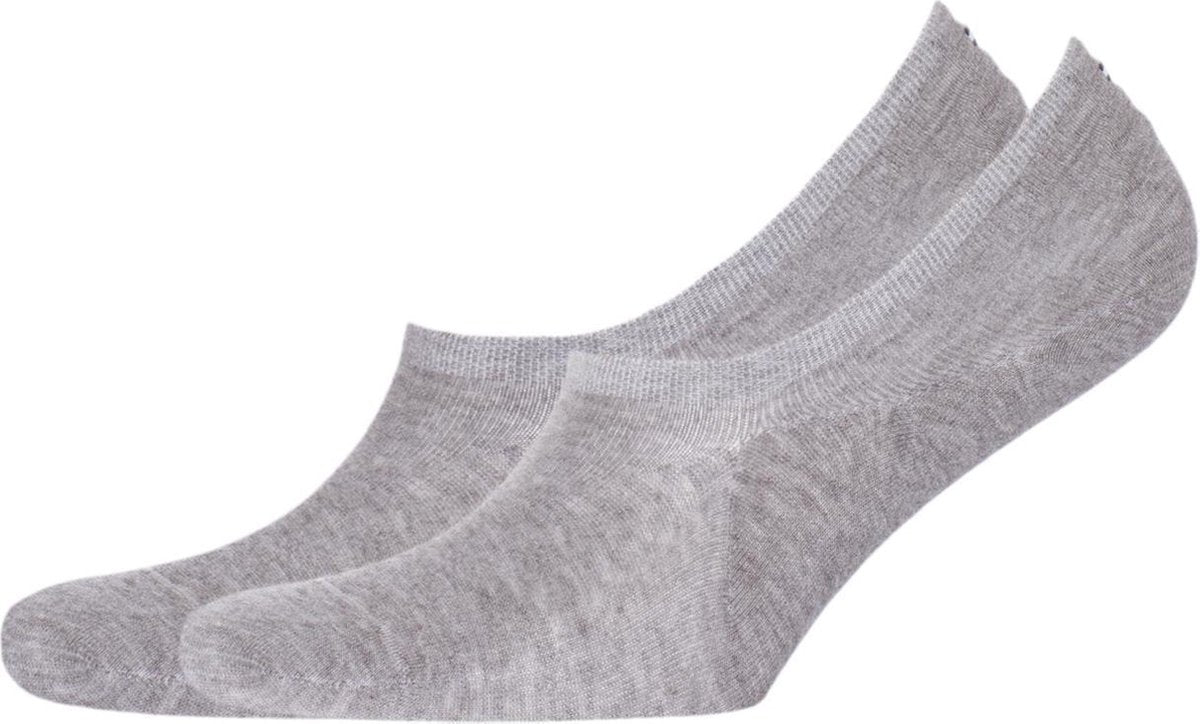 Tommy Hilfiger Footie Socks (2-pack) - heren sneaker sokken katoen - onzichtbaar - grijs melange -  Maat: 43-46