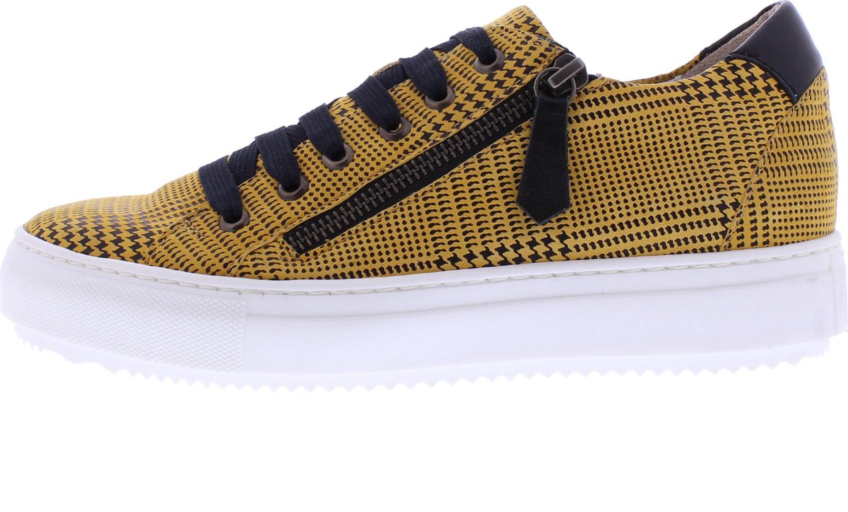 Verhulst-Tara sneaker wijdte H-Geel-zwart ruit-2997-maat 38