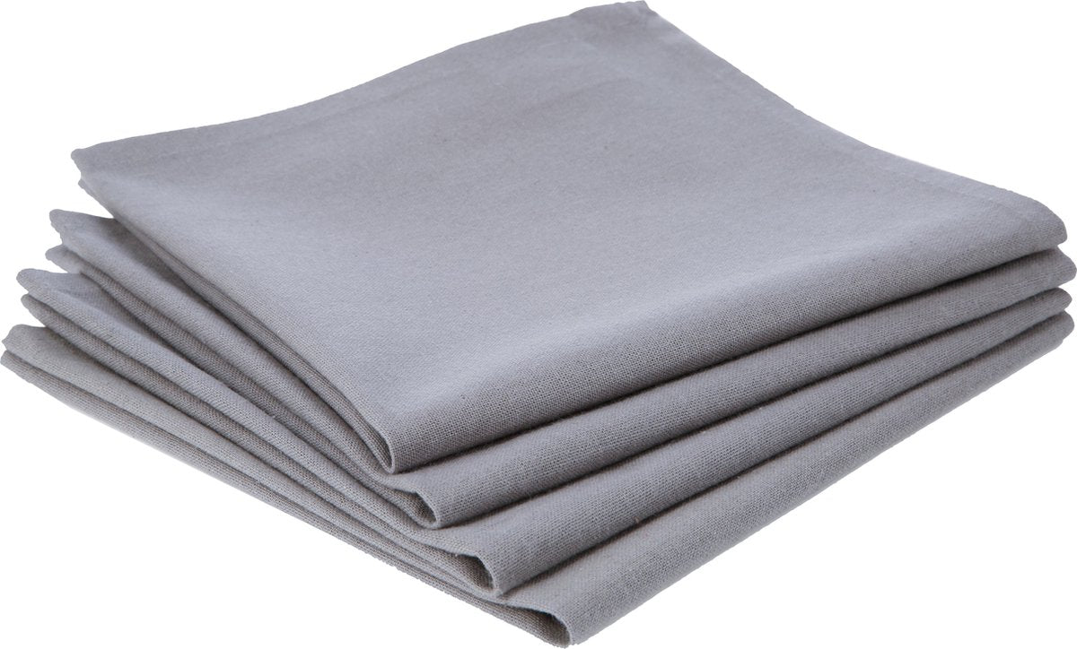 Atmosphera Katoenen servetten Grijs - 4 stuks - Stoffen servetten  - 40 x 40 cm
