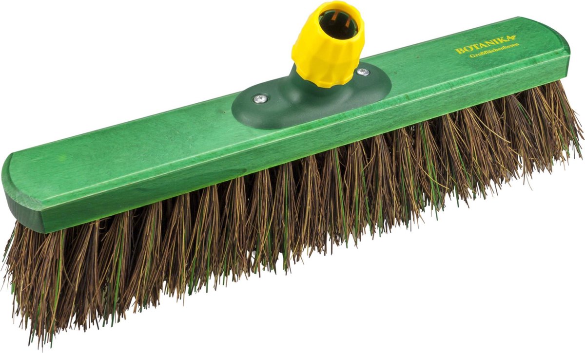 Kunststof harde straatbezem/buitenbezem groen 40 cm - Bezemkop met universele steelhouder - Bezems