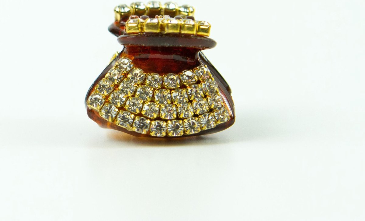 Haarklem mini bruin  strass