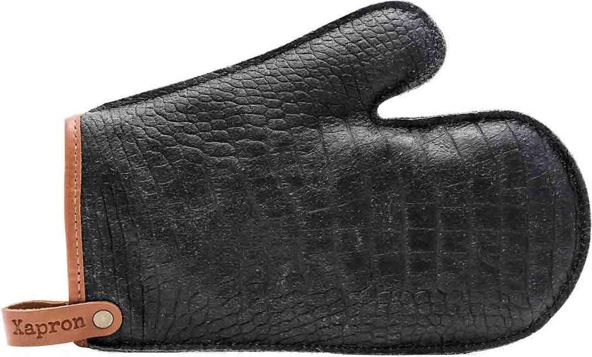 Xapron leren (BBQ) ovenwant Caiman - kleur Black (zwart)