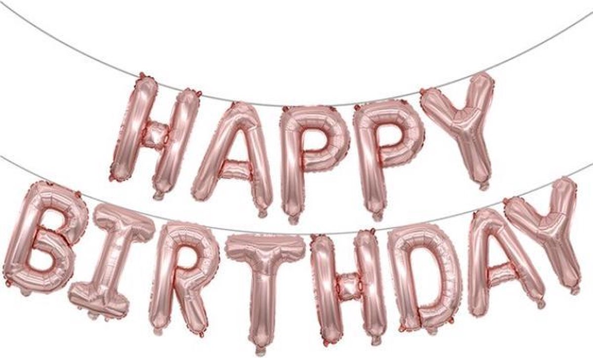 Folie-ballonnen 16 INCH / 40 CM met letters 'HAPPY BIRTHDAY' Zalm Roze (31267)