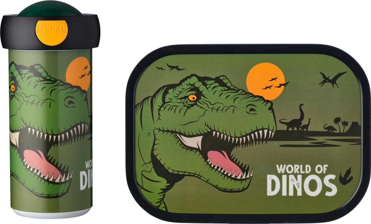 Mepal – Lunchset campus (sb + lb) – schoolbeker en broodtrommel voor kinderen – Dino – bento box - lekvrij