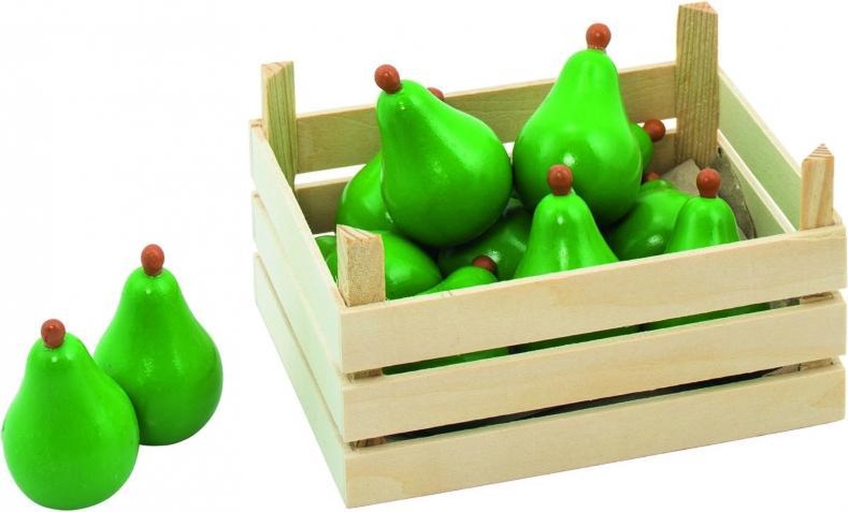 Houten peren in kist