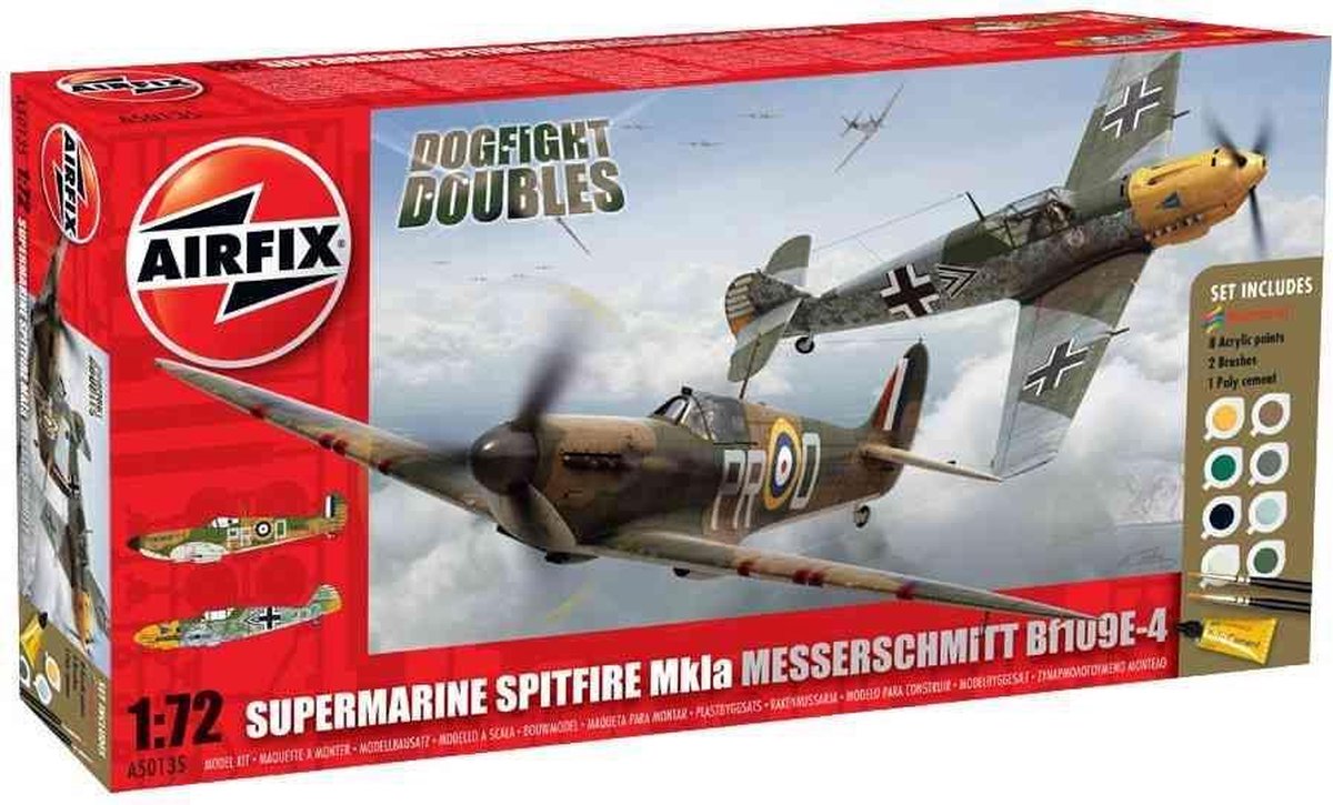 Airfix Spitfire Mkia And Messerschmitt Bf109E-4 Dogfight Doubles Gift Set Modelbouwpakket