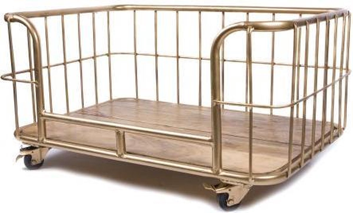 Lex & max metal wire basket hondendivan  75x50cm gold