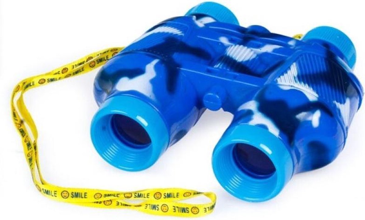 Kinder speelgoed verrekijker blauw voor peuters 14 cm - Safari verkennen - Ontdekkingsreis - Verrekijkers voor kinderen