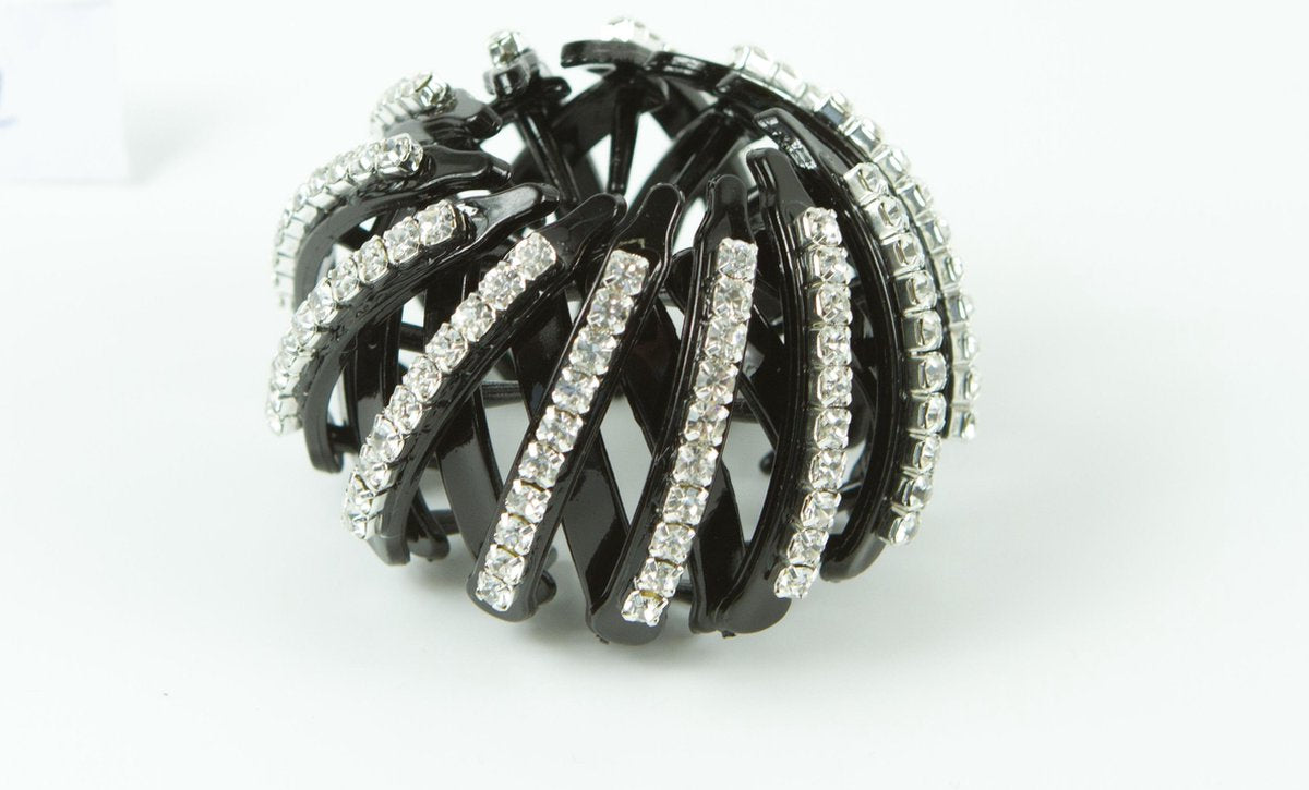 Knot klem zwart met strass
