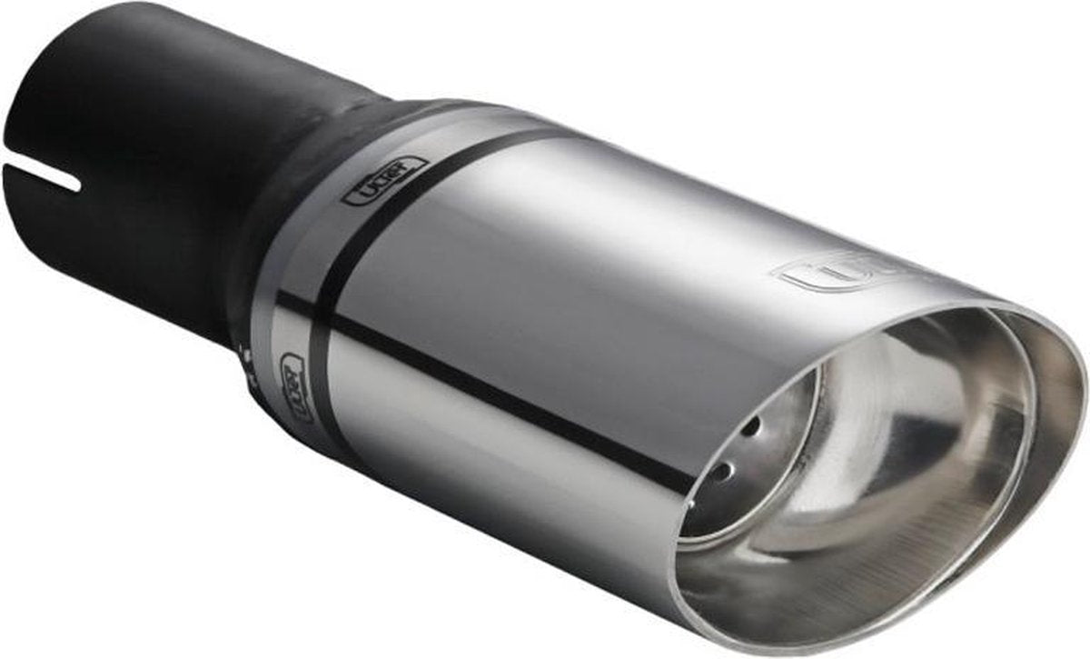 Ulter Sport Uitlaatsierstuk - Ovaal Race 95x65mm Schuin - Lengte 120mm - Montage ->50mm - RVS