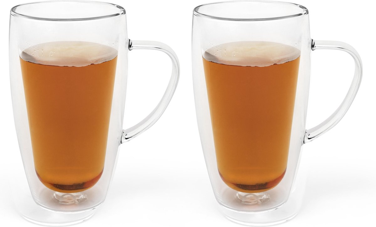 Dubbelwandig glas koffie/thee 295ml s/2