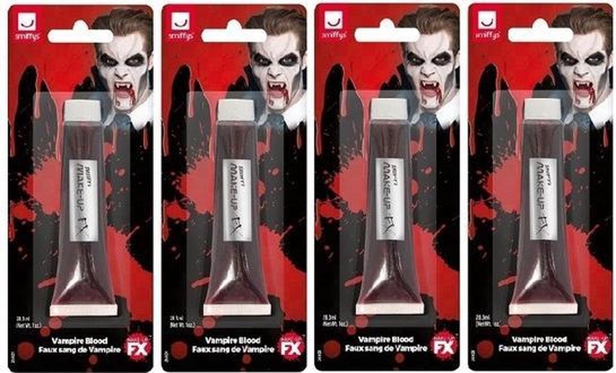 4x Nep bloed schmink/make up tubes 28 ml - Kunstbloed - Horror/Halloween thema filmbloed