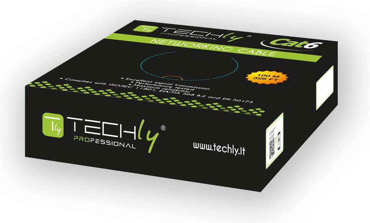 Techly 100m Cat6 U/UTP netwerkkabel U/UTP (UTP) Grijs