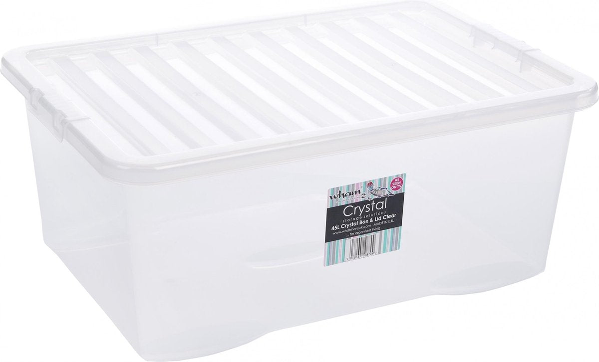 Wham Opbergbox Crystal 45 Liter 60 X 40 Cm Wit/transparant