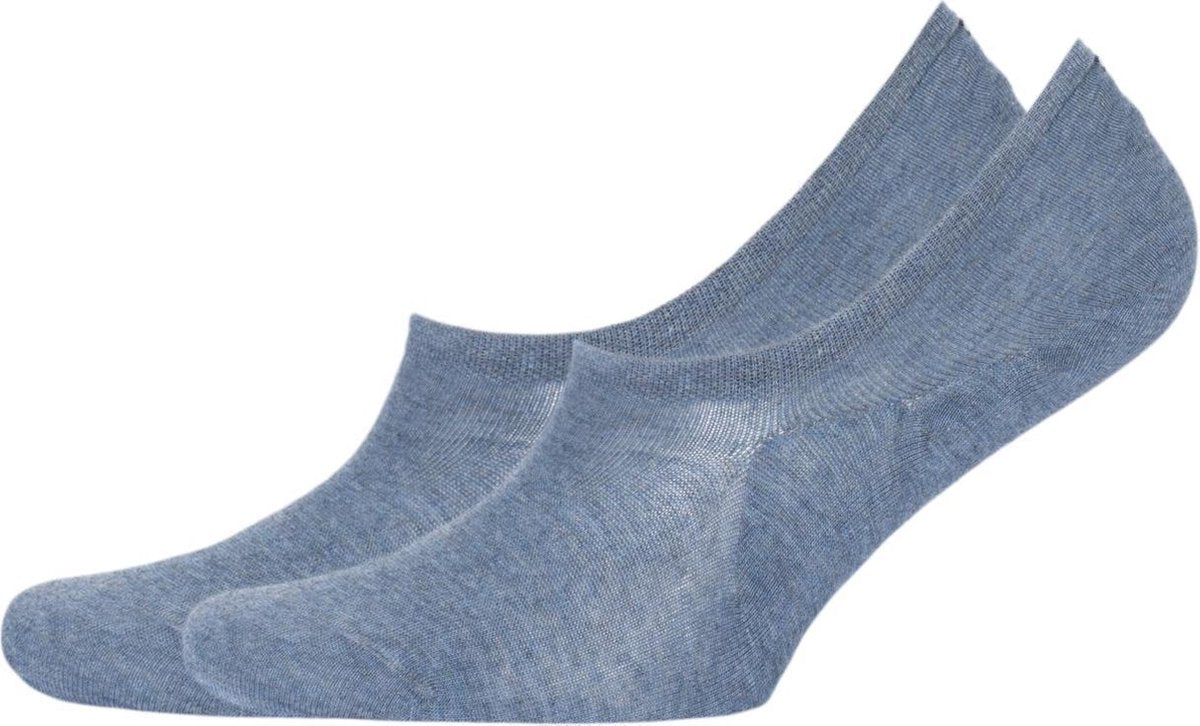 Tommy Hilfiger Footie Socks (2-pack) - heren sneaker sokken katoen - onzichtbaar - jeans blauw -  Maat: 39-42