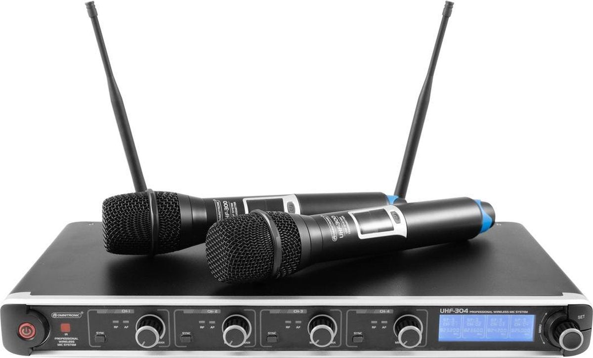 OMNITRONIC UHF-304 Draadloze microfoon set - 2 Handzenders