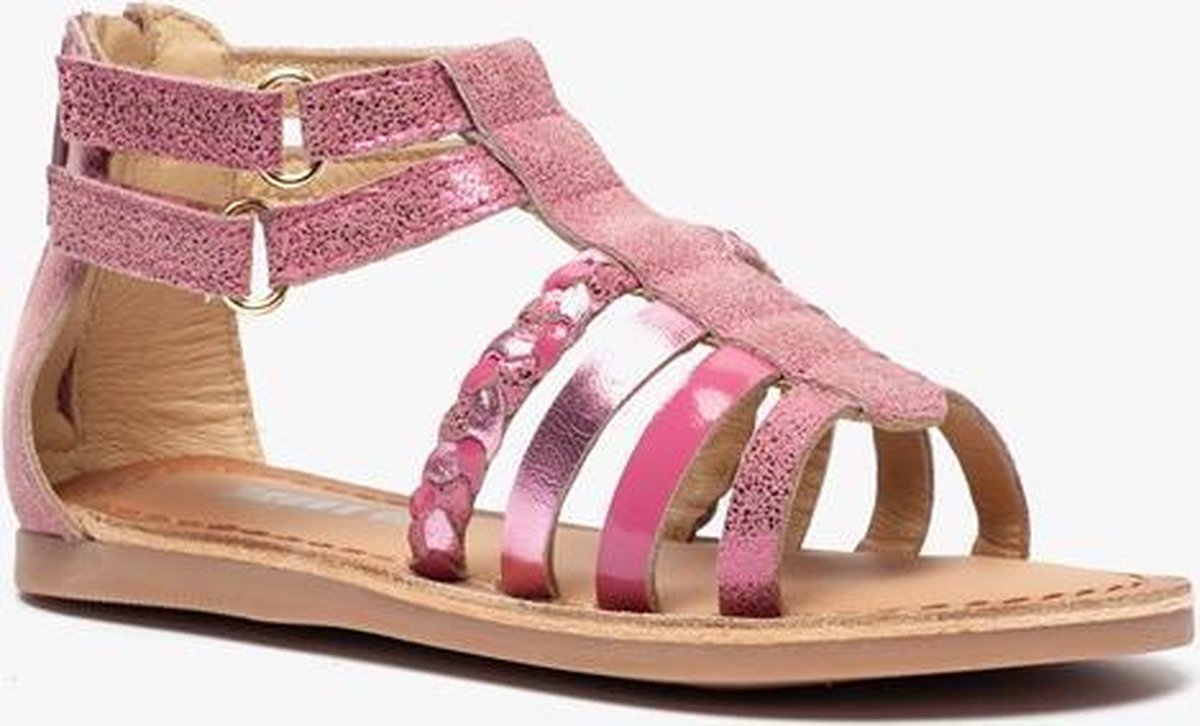 Groot leren meisjes sandalen - Roze - Maat 24