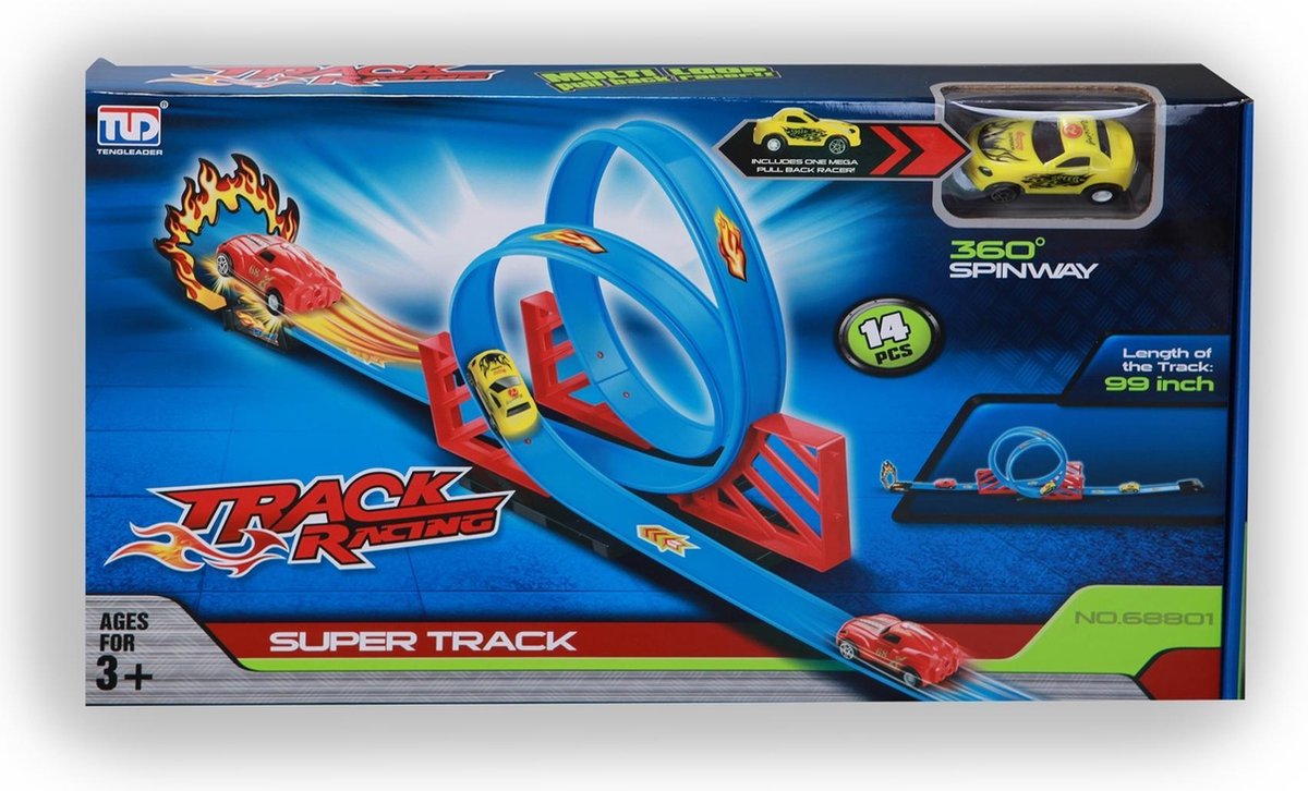 Jonotoys Lanceerbaan Met Looping Set 250 Cm Blauw