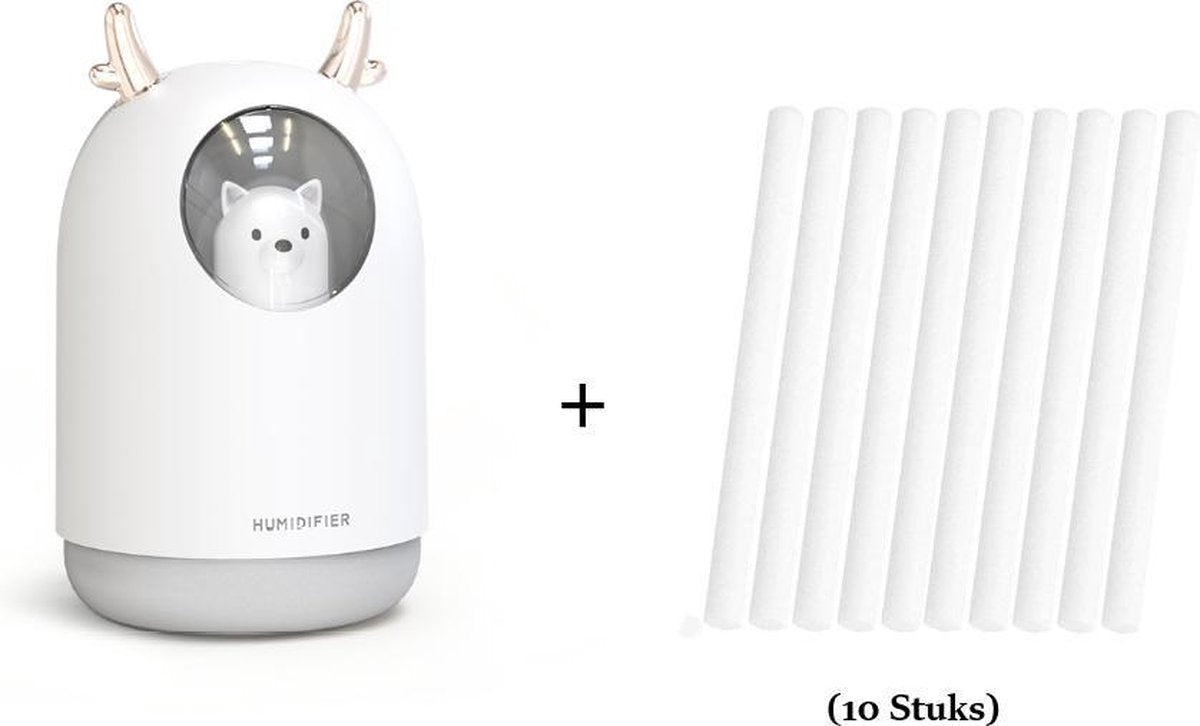Hummi Care Bear met Filterset (10 Stuks) Wit - Geur Verspreider - USB Humidifier - Luchtreiniger - Luchtbevochtiger - Aromatherapie - Diffuser Aromatherapie - Led Verlichting - Diffuser - Diffuser Aroma