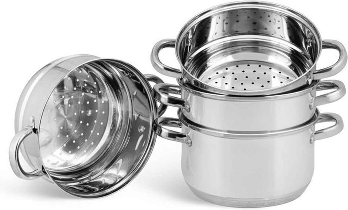 Edënbërg Classic Line - Stoompannenset - Ø 18 cm - 5-delig - Voorzien Van 9-Laags Bodem!