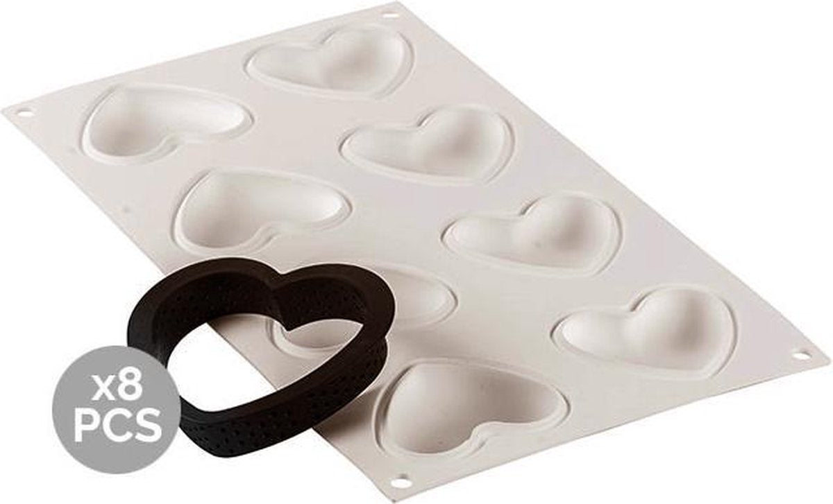 SILIKOMART - KIT MINI TARTE PETIT AMOUR - BAKVORM SILICONEN + 8 RINGEN