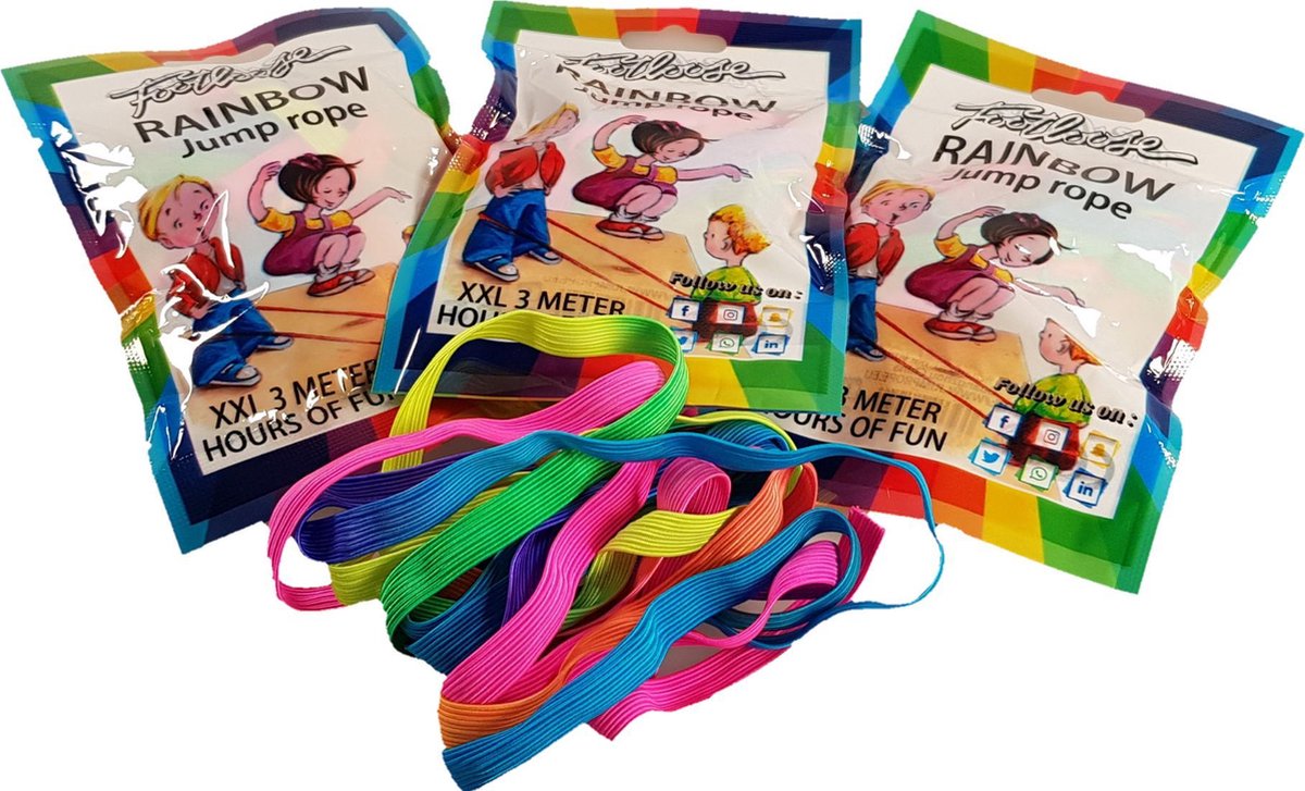 Springelastiek Neon Regenboogkleur 3 Meter