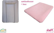 Steff set aankleedkussen bruin taupe 50x70 cm + aankleedkussenhoes roze pastel