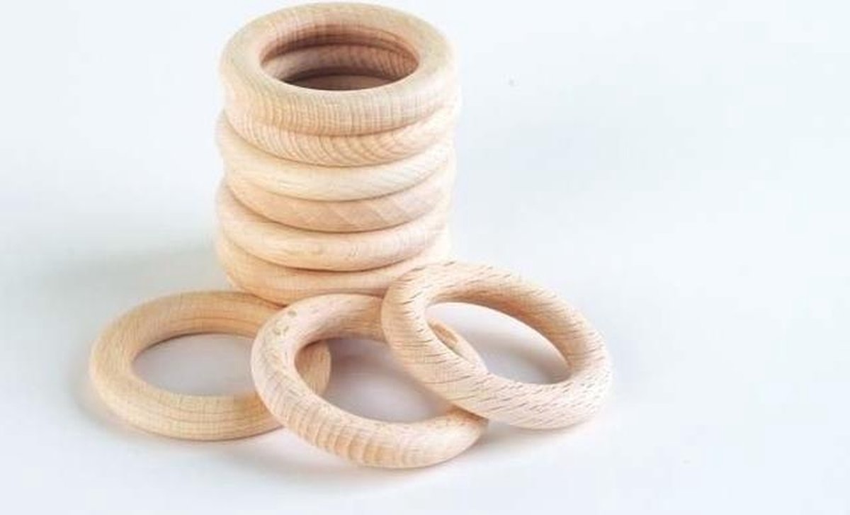 Kleine Houten Ringen - Set van 10