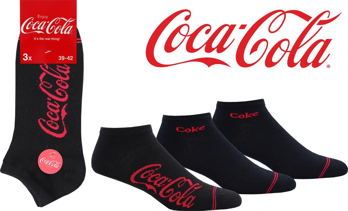 COCA COLA SOKKEN - Coke sneakers - 43/46 - zwart - 6 paar