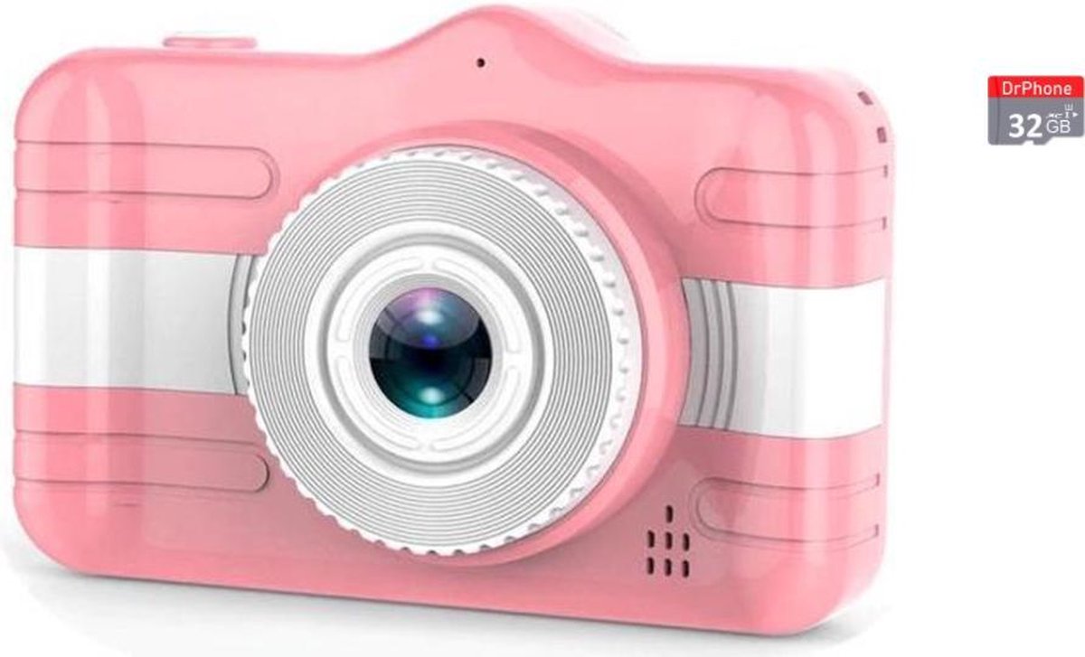 DrPhone PIXEL3 - Digitale KinderCamera Pro – 3.5inch Grote Scherm – 1080P 2.1MP - Video & Fotoshoot Kids – Selfie Functionaliteit + 32GB Micro SD Geheugen – Roze