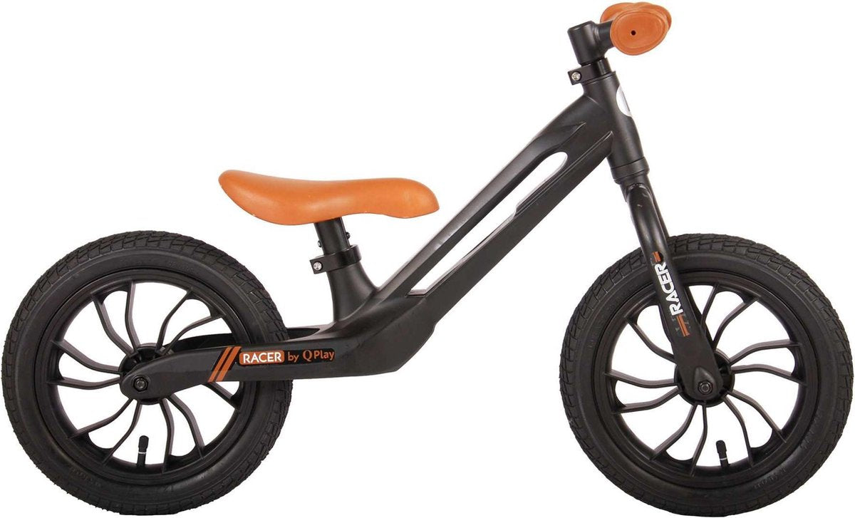QPlay Racer Loopfiets - Jongens en Meisjes - Magnesium - 12 inch - Zwart Bruin