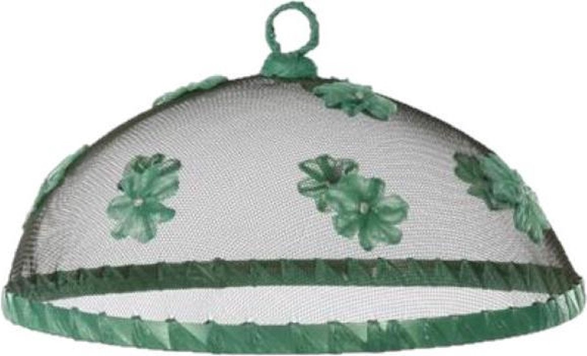 Vliegenkap/voedselkap groen met bloemen 30 cm - Afdekkappen/vliegenkappen