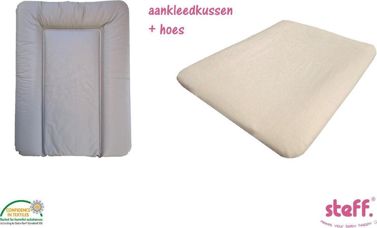 Steff set aankleedkussen bruin taupe 50x70 cm + aankleedkussenhoes ecru
