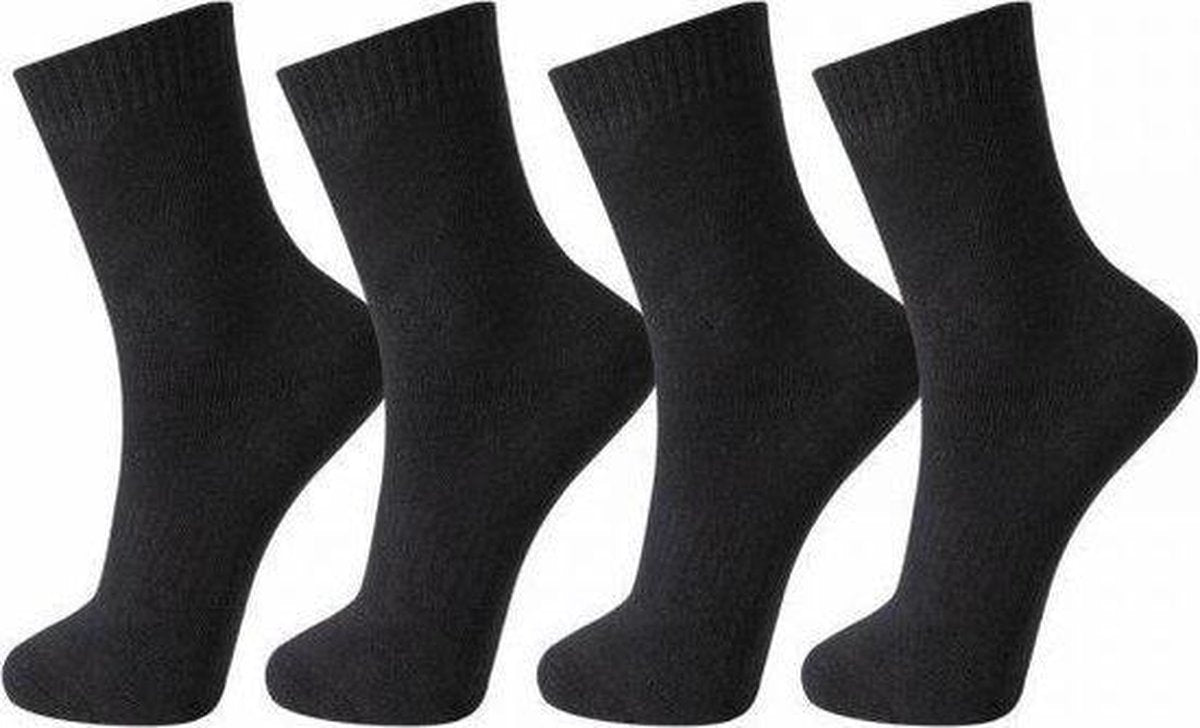 Socke - Thermo Sokken - 4 Paar - 4P - Thermosokken Kleur Effen Zwart Maat 43-46 - Werksokken - Warme Sokken - Sokken Heren - Sokken Dames