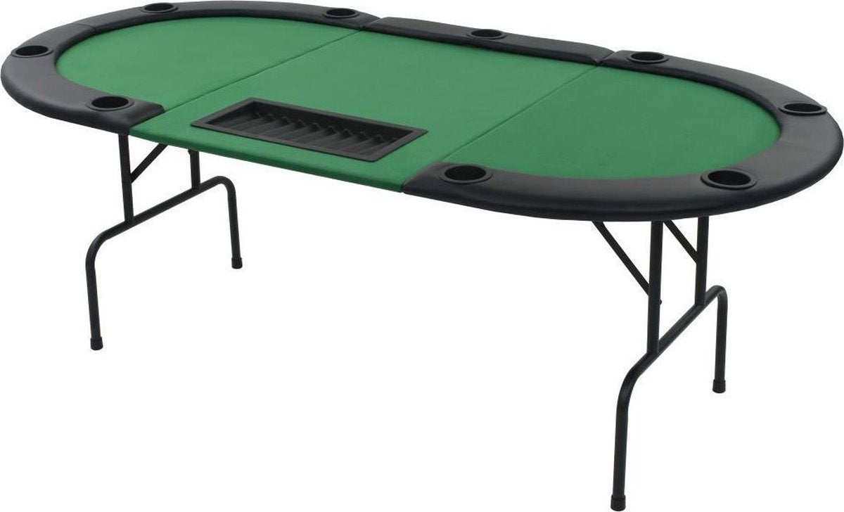 vidaXL Pokertafel voor 9 spelers ovaal 3-voudig inklapbaar groen