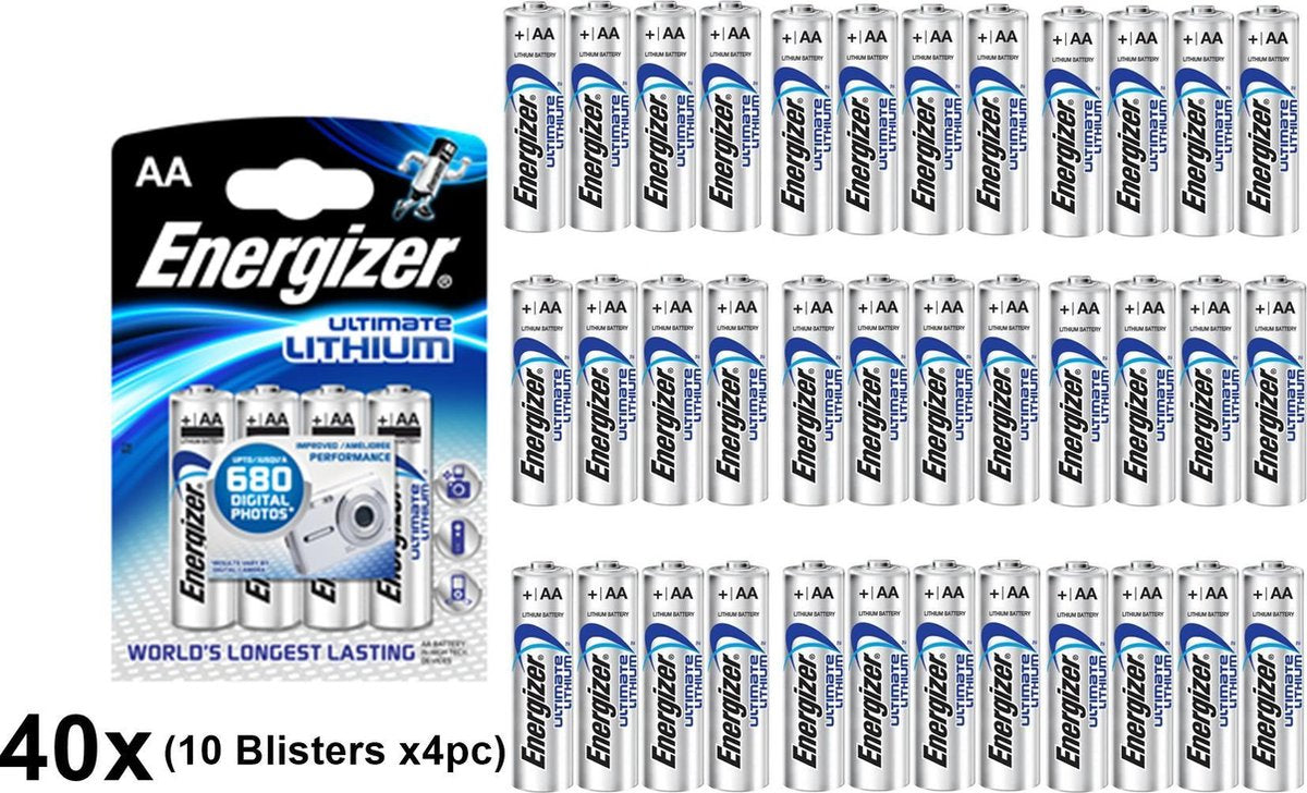 AA L91 Energizer Ultimate Lithium 3000mAh 1.5V - 40 Stuks (10 Blisters a 4st)