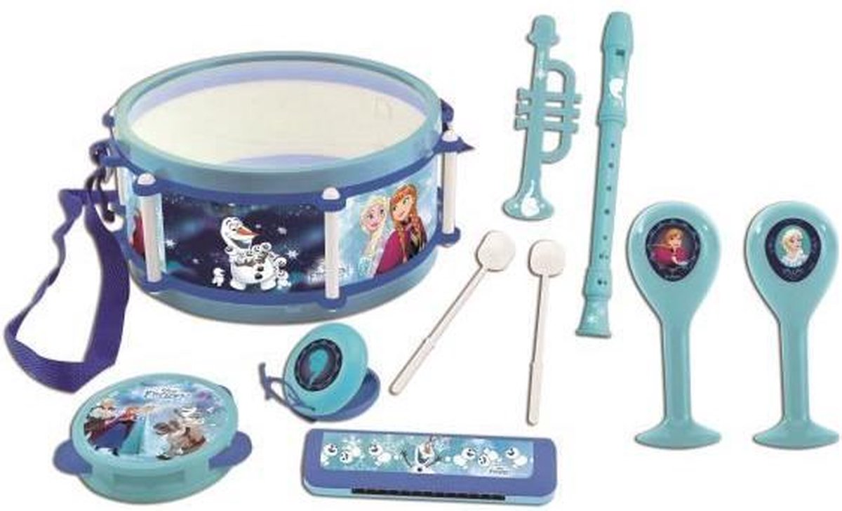 LEXIBOOK - DE KONINGIN VAN SNEEUW - Lot van 7 muziekinstrumenten Kind - Tamboerijn - Maracas - Castagnetten - Mondharmonica - Fluit a be